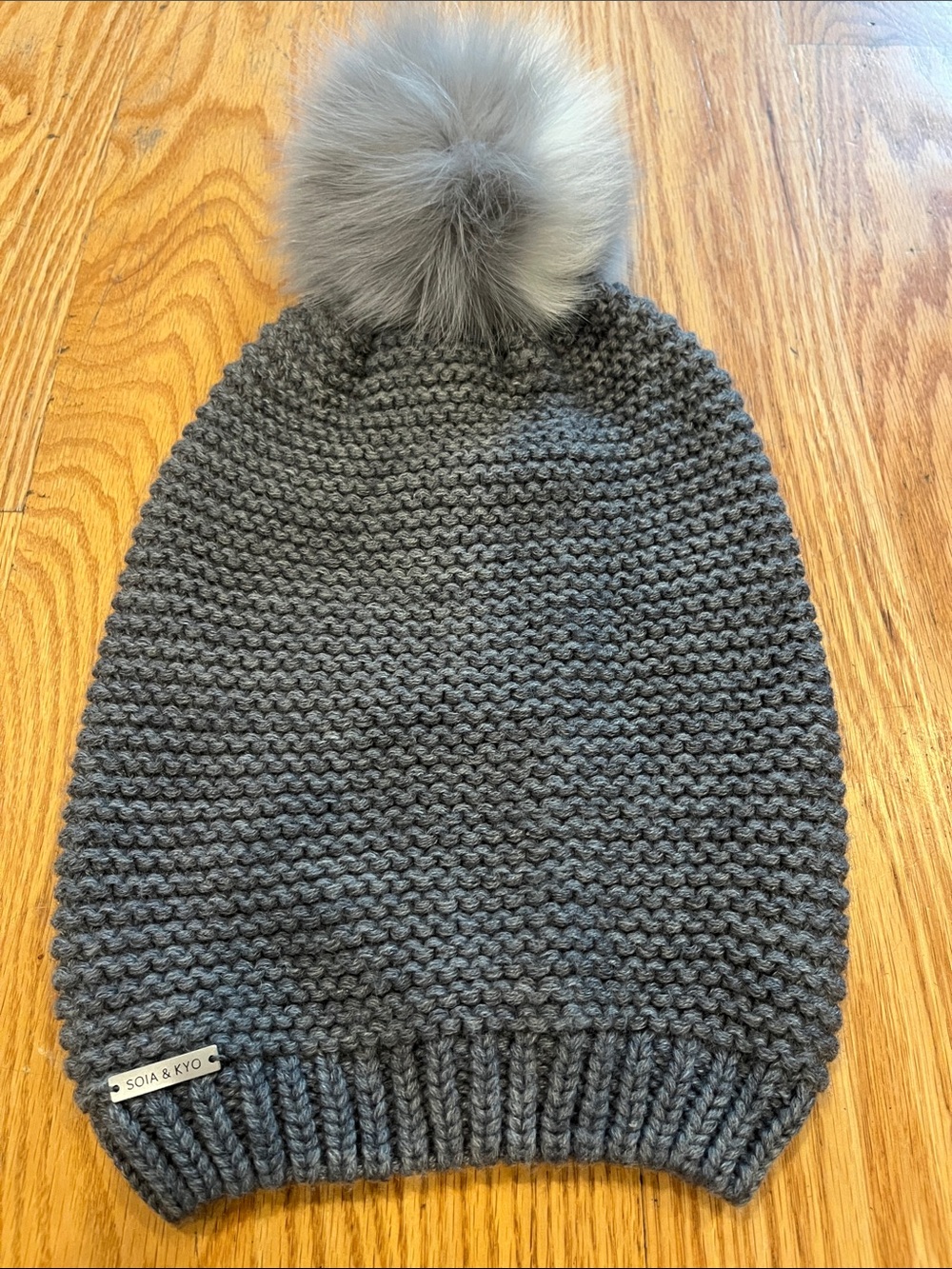Soia & Kyo Gray Pom Pom Hat